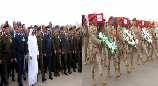 وزير الدفاع يتقدم جنازة شهداء الطائرة العسكرية