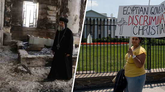 مورجان للمتظاهرين الأقباط أمام البيت الأبيض: الإخوان حرقوا 80 كنيسة وأمريكا لم تتحرك 
