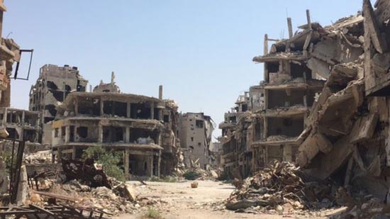 منازل مدمرة في مدينة حمص