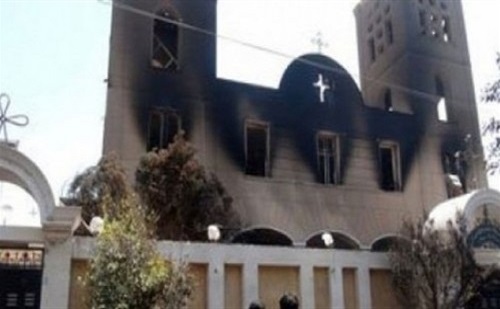 حرق وتدمير كنيسة مصرية