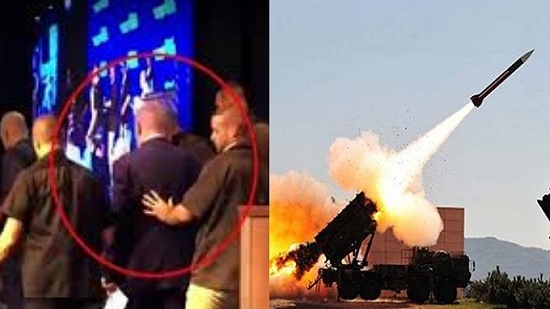 بالفيديو.. لحظة قطع خطاب نتنياهو واختبائه من صاروخ سقط على 