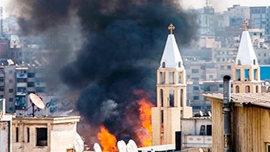 حريق كنيسة مارجرجس بالمنصورة