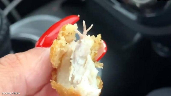 قدم دجاج داخل قطعة لحم مقلية