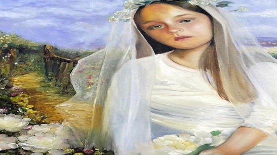 ل Mary Rucker  لوحة زهرة فتاة حزينة 