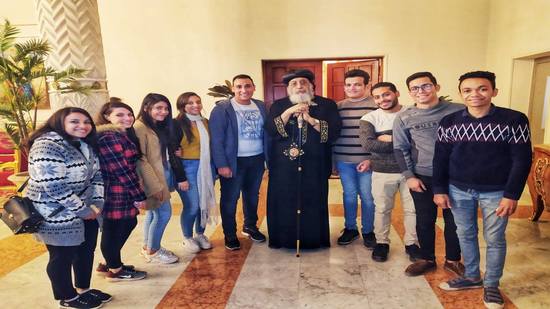  البابا تواضروس يلتقي بطلبة وطالبات الجامعات من إيبارشية إسنا وأرمنت، المغتربين بالقاهرة