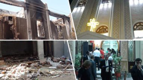  افتتاح كنيسة الانبا موسي بعد تدميرها علي يد الارهاب بالمنيا