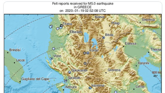 زلزال بقوة 5 درجات على مقياس ريختر يضرب اليونان
