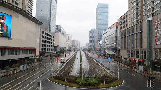 شوارع مدينة ووهان الصينية التي ظهر بها فيروس كورونا الجديد - صورة أرشيفية