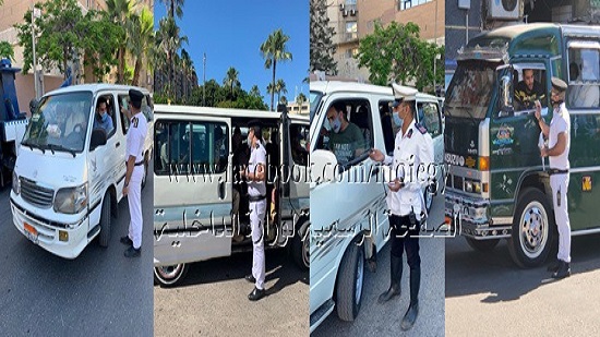  حملات أمنية وغرامات مالية تجاه سائقى مركبات الأجرة المخالفين لقرارات إرتداء الكمامات 
