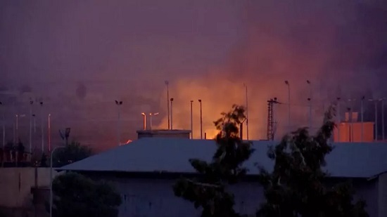 اندلاع حريق بمحيط المستشفى التركي في العراق... فيديو وصور