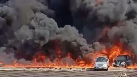  ارتفاع عدد إصابات حريق طريق القاهرة الإسماعيلية 