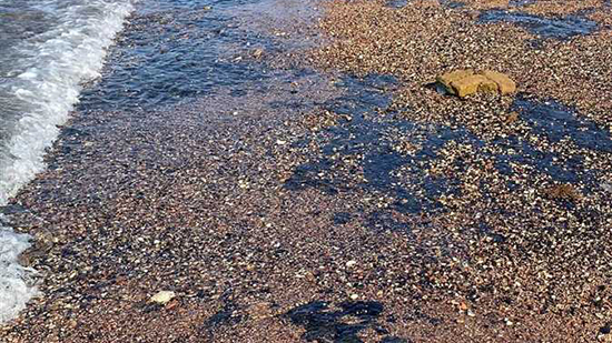 تلوث بترولي بالزيت الخام يغطي شاطئ رأس غارب.. وتحذيرات من كارثة بيئية