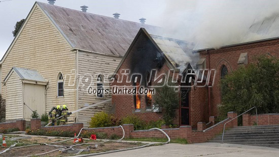  بالصور حريق يلتهم كنيسة القديس الانبا بولا فى ملبورن والشرطة الأسترالية تبدأ التحقيق 