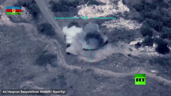  فيديو.. لحظة تدمير الجيش الآذربيجاني مواقع الجيش الأرمني