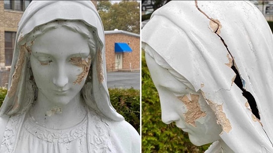 بالصور تخريب تمثال القديسة العذراء ببروكلين فى نيويورك