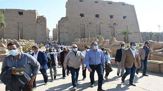 افتتاح المرحلة الأولى من مشروع ترميم مجموعة تماثيل الكباش بمعبد آمون رع
