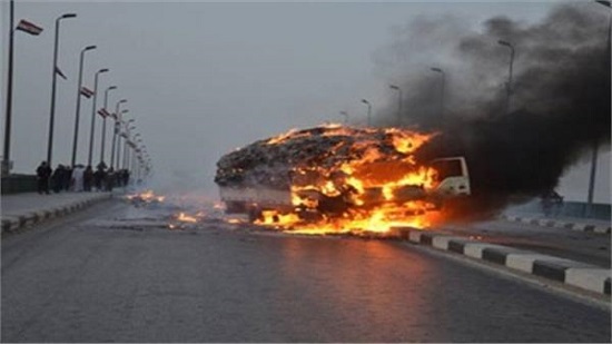 انفجار سيارة محملة بأسطوانات البوتاجاز على طريق الإسماعيلية
