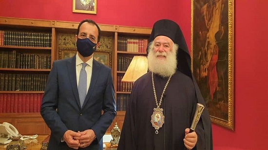  البابا ثيودروس الثاني يستقبل وزير خارجية قبرص 

