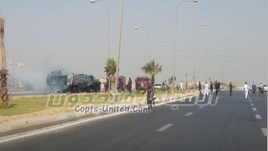 انفجار مدرعة للشرطة بمدخل مدينة المنيا الجديده
