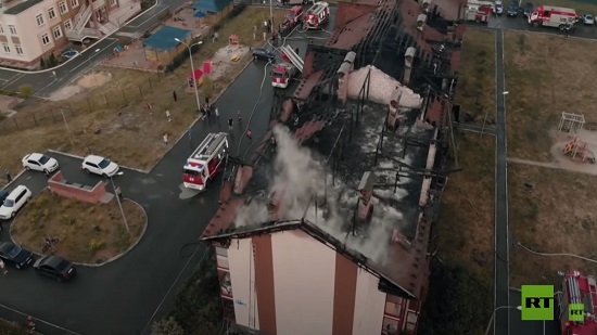  فيديو .. حريق في روسيا بسبب صاعقة 
