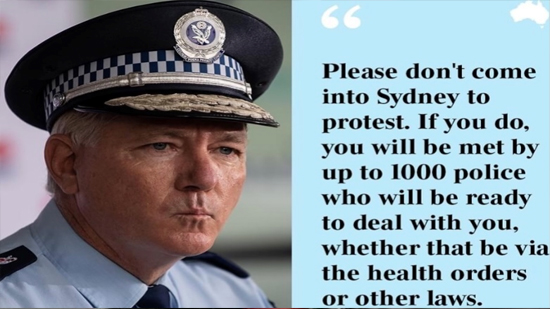 مفوض شرطة نيو ساوث ويلز بأستراليا يظهر العين الحمراء للمتظاهرين غداً 