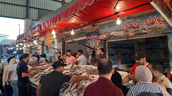 استمرار توافد المواطنين على سوق السمك الجديد ببورسعيد من جميع المحافظات 