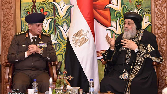  القائد العام للقوات المسلحة للبابا تواضروس : مصر ستظل قوية بوحدة نسيجها الوطني قادرة على مواجهة كافة التحديات