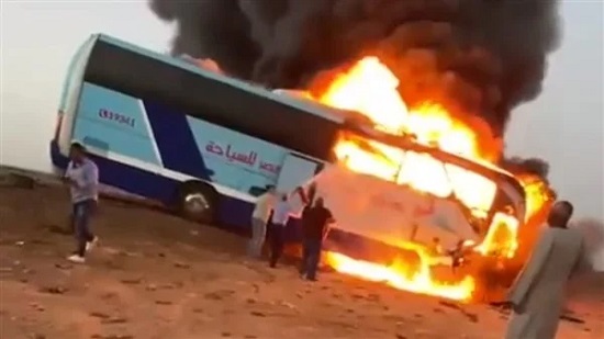 الناس كانت بتصرخ من النار.. أول فيديو لحادث أتوبيس أسوان السياحي