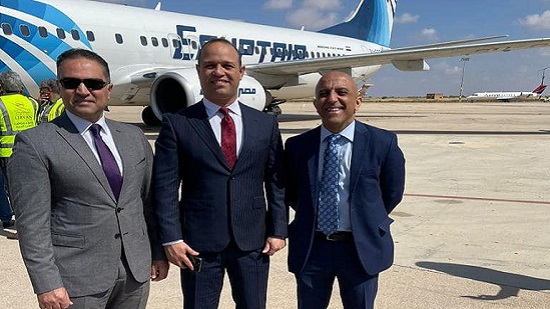  بعد توقف 8 سنوات.. وصول أول رحلة لشركة مصر للطيران بنغازي