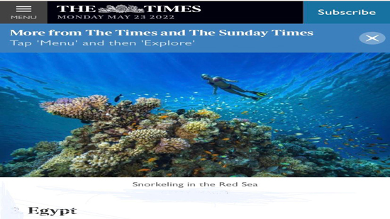  موقع The Times البريطانى يختار المقصد السياحى المصرى ضمن 7مقاصد سياحية 