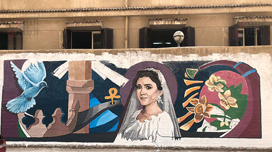 جرافيتي يخلد نيرة أشرف بريشة طلاب جامعة المنصورة