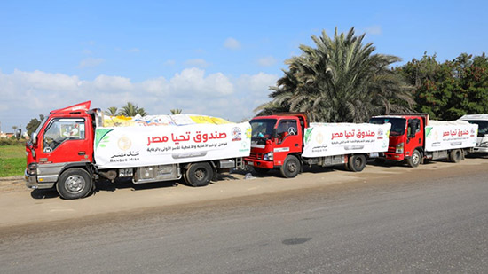 قوافل صندوق تحيا مصر تصل شمال سيناء.. توفير 29 طن مواد غذائية و6 ألاف بطانية لصالح 3 ألاف أسرة مستحقة