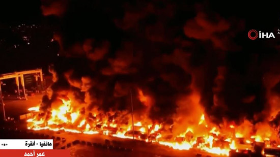 فيديو.. حريق هائل فى ميناء إسكندرون التركى ومخاوف من حدوث تسونامى