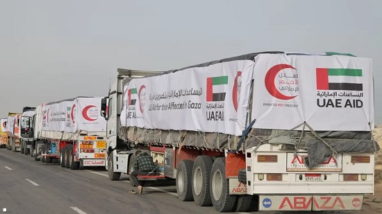 عبر معبر رفح.. قافلة مساعدات إماراتية تتحرك باتجاه قطاع غزة